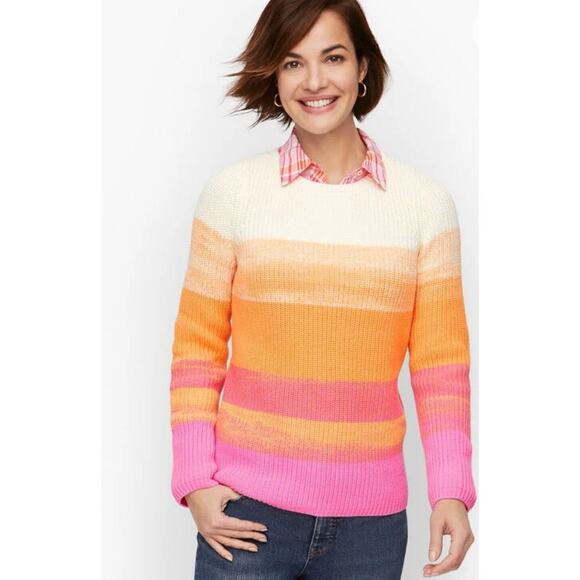 Talbots XXL SHAKER STITCH BATEAU NECK SWEATER SPRING OMBRÉ Pink plus size 2XL - Picture 8 of 8